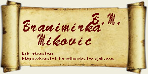 Branimirka Miković vizit kartica